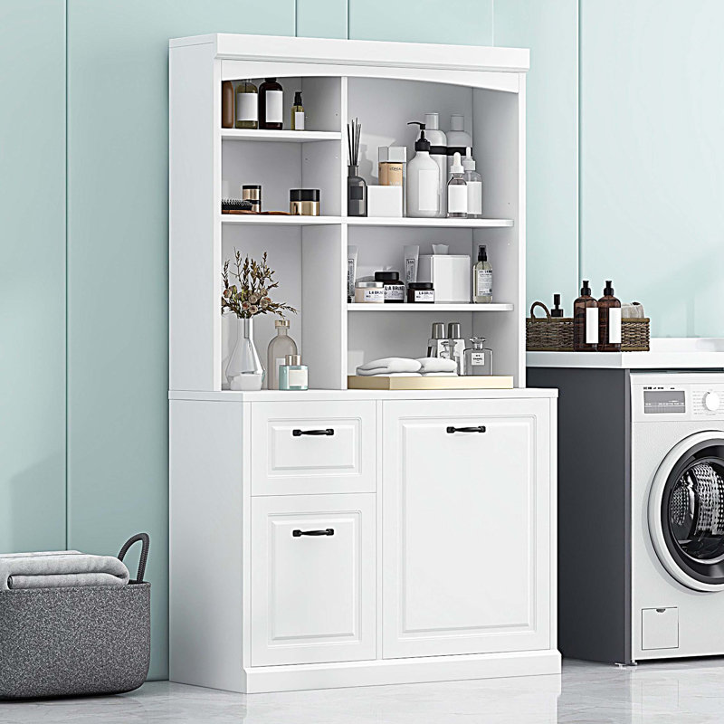 Bathroom Storage Cabinet with Tilt-Out Hamper