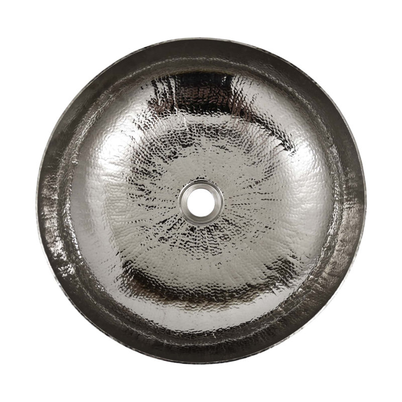 Maestro Copper Circular Vessel Bathroom Sink, Polished Nickel