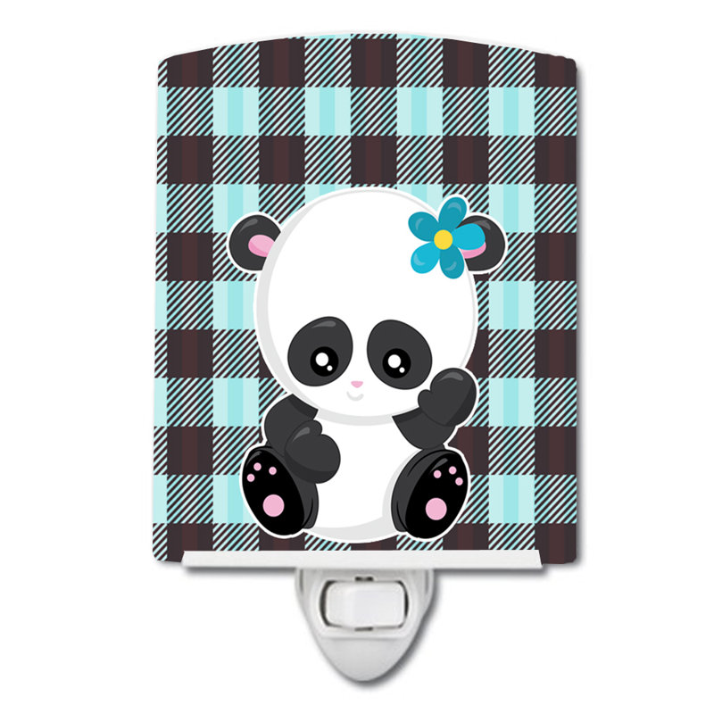 Panda on Plaid Ceramic Night Light