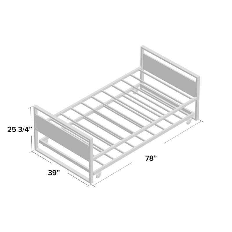 Barrett Metal Daybed with Trundle Pull-Out - Sturdy Black Metal frame - Modern Industrial frame