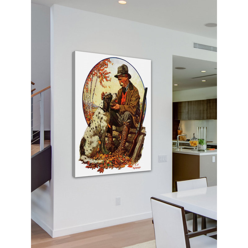 «Hunter and Spaniel» par J.F. Kernan, reproduction sur toile tendue, H 48 po x l 40 po x P 1,5 po