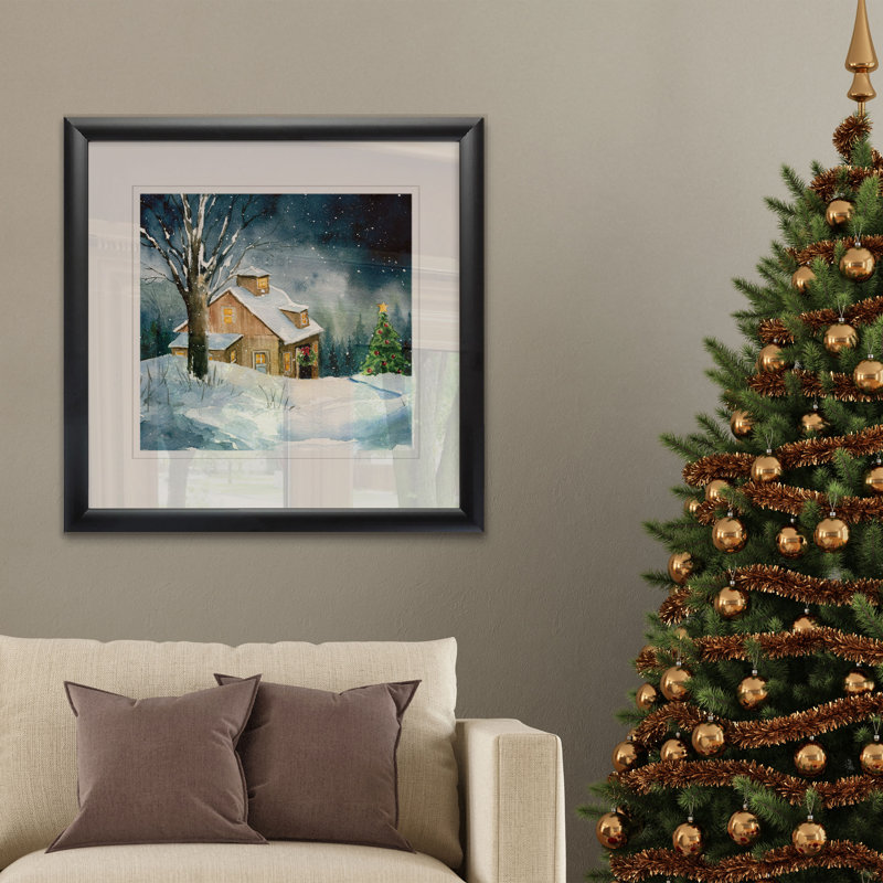 «Farmhouse Christmas» par Carol Robinson - reproduction, H 26,5 po x l 26,5 po x P 1,5 po