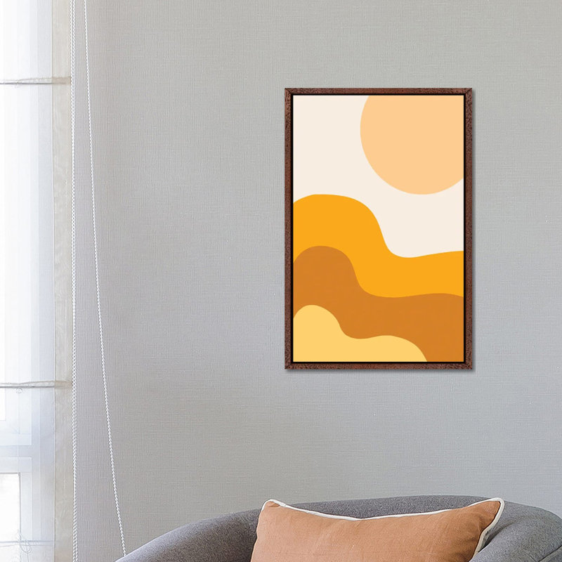 Geometric Mountains IV - Print on Canvas, 66.04 cm H x 45.72 cm W, Brown Framed