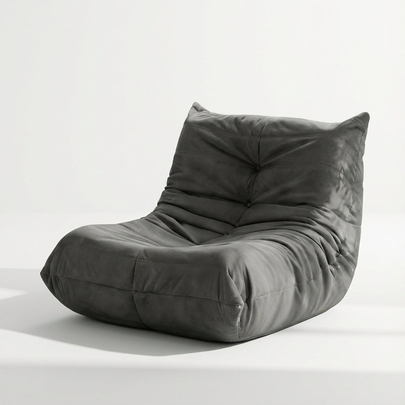 Luxury Accent Chair with Button-Tufted Detail in Microfiber, Gray Microfiber/Microsuede