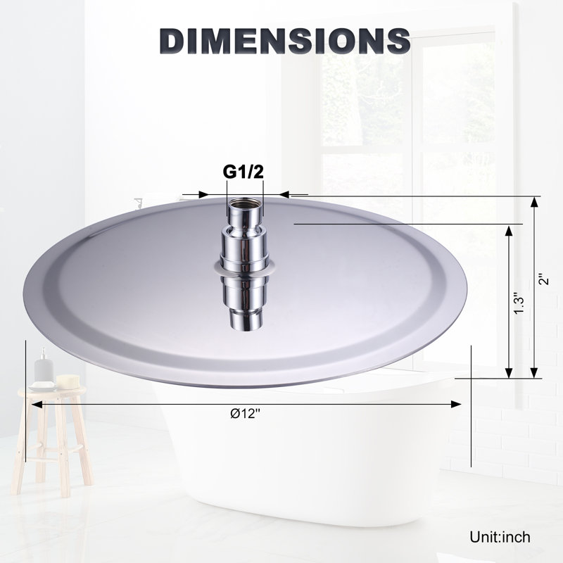 Pomme de douche large et large pour la salle de bain avec jet de pluie pivotant à haute pression de 1,8 gal / min