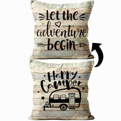 Adventure Dream Pillow Covers - Camping Gifts, Double-Sided Linen Print, Interior Camper Decor, Top RV Owner Gifts, Travel Trailer Accessories