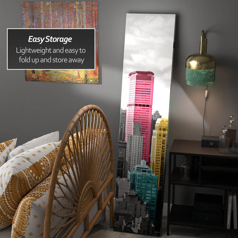 6 Ft. Tall Double Sided Black And White New York Bridge Canvas Room Divider, Colorful Landmarks