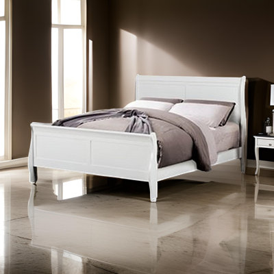 Ryla Bed, Sleigh Panel Headboard, Classic Solid Wood