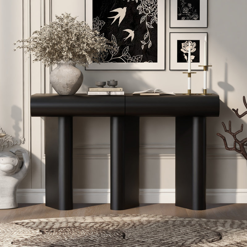 Space-saving Modern Painted Mdf Console Table For Entryway Or Living Room With Geometric Legs And Storage