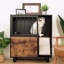 Cat Feeding Station with Scratching Board and Storage