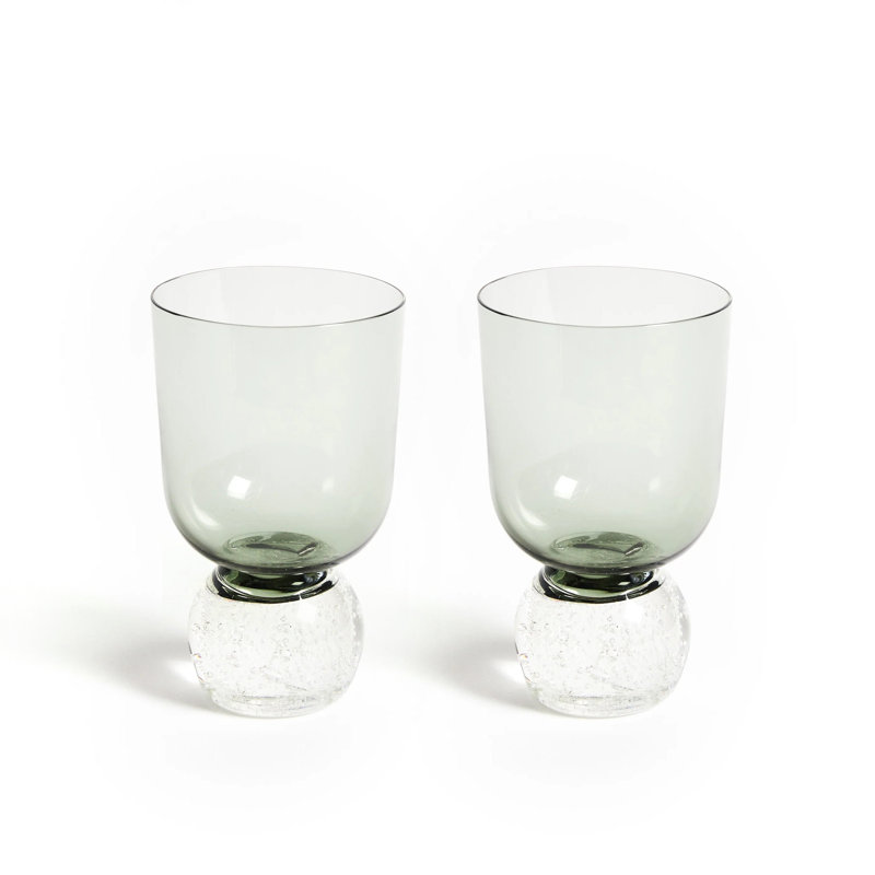 Handmade Wine Glass, Clear/Tourmaline Green