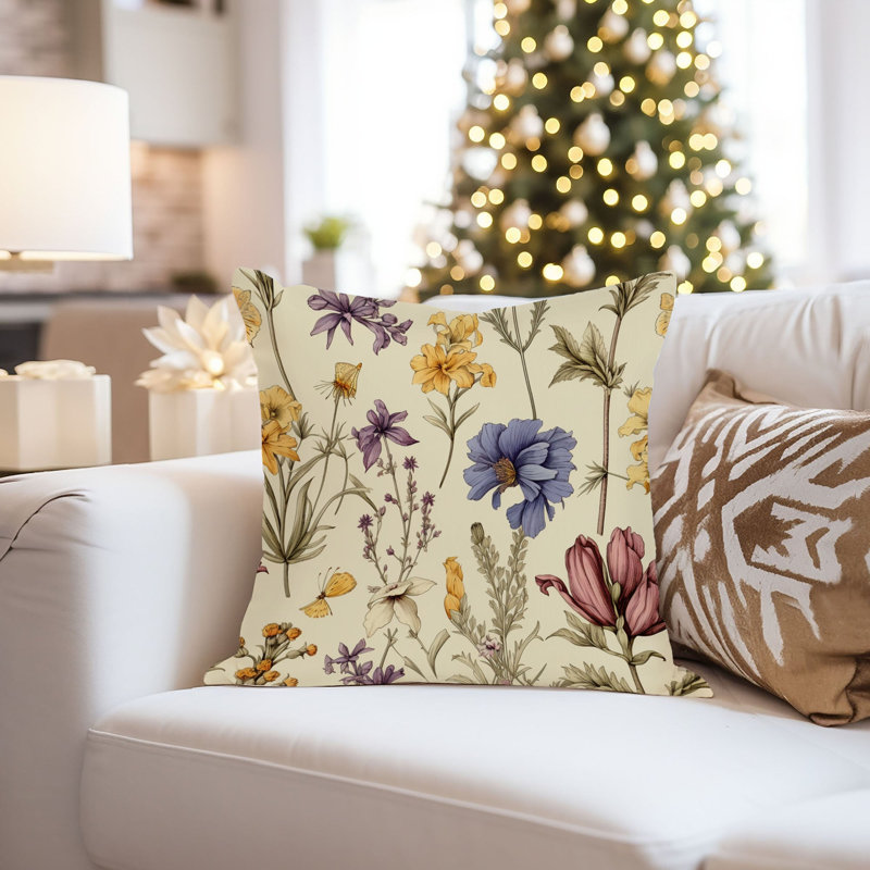 Botanical Wildflowers Pattern IV Cottage & Cottagecore, 18"H x 18"W