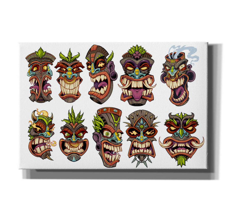 Baford " Tiki Heads Flat ", 12" H x 18" W x 0.75" D