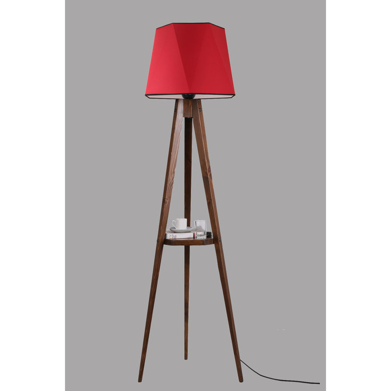 Burkburnett 165cm Tripod Floor Lamp, Red, Light Brown