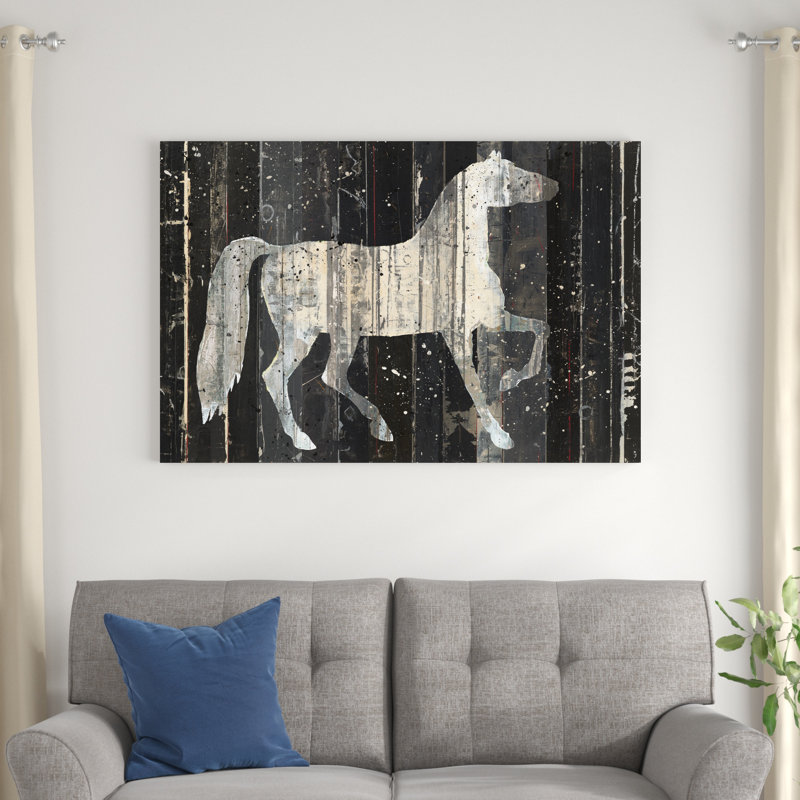 Cheval blanc, H 32 po x l 48 po