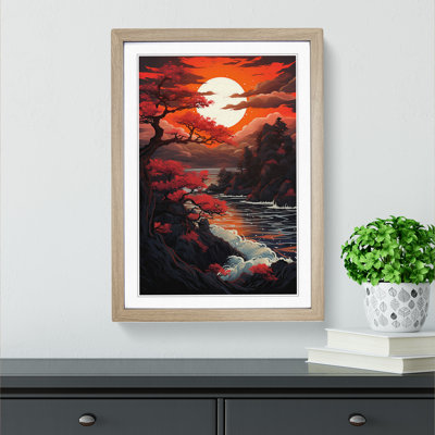 Japanese Sunset Symbolism - Framed Print