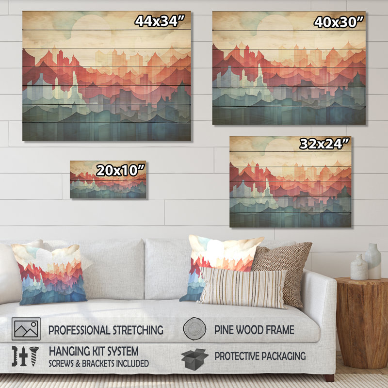 Watercolor Colorful New York City III - Abstract Landscape On Wood Print, 10" H x 20" W x 0.78" D