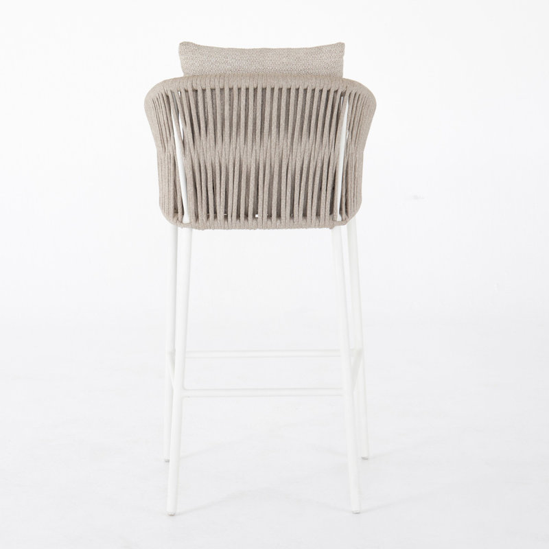 Porto Outdoor Bar Stool, Arashi Salt, Black, 31.1"