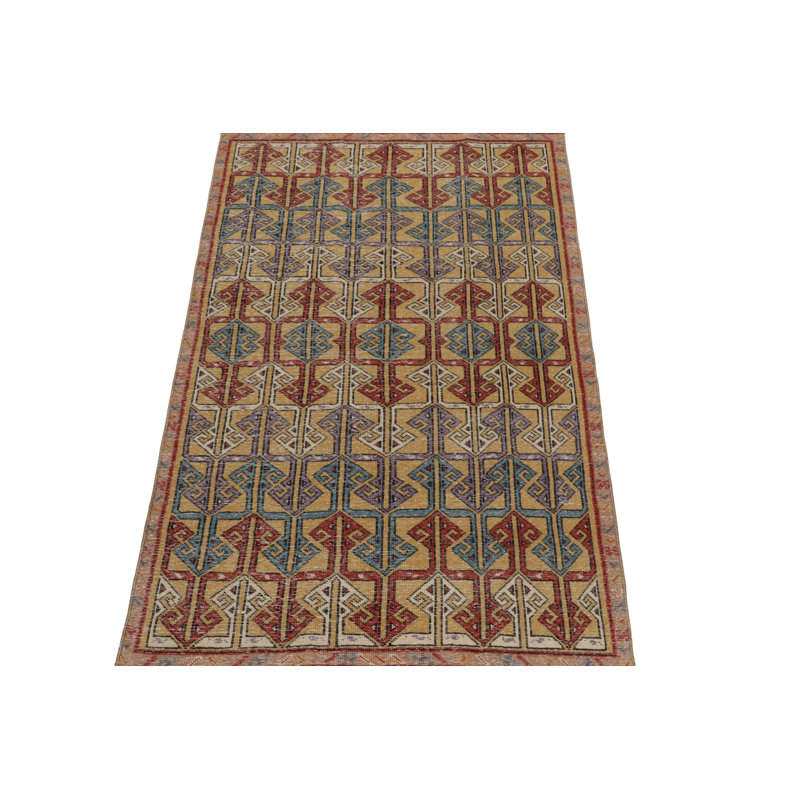 One-of-a-Kind Hand Knotted Area Rug, Rectangle 3'7" x 6'7"