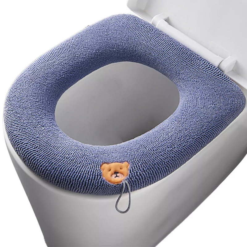 2 pièces de coussin de siège de toilette pour salle de bain avec poignée chauffante plus épaisse, Gris mauve
