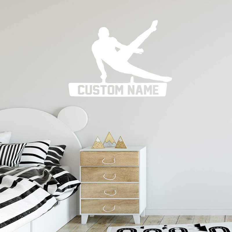Adhésif décoratif Trinx Gymnastic avec nom personnalisé - CS44, Blanc, H 13 po x l 17 po