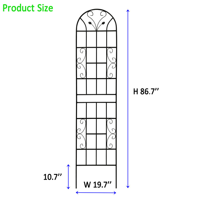 Treillis en métal antirouille de 86,7 po x 19,7 po, support extérieur pour le jardin, noir, facile à assembler et fonctionnel