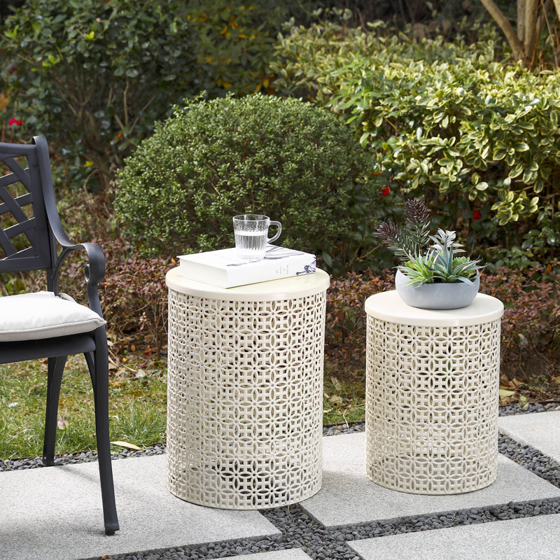 Deasia Iron Accent Stool, White