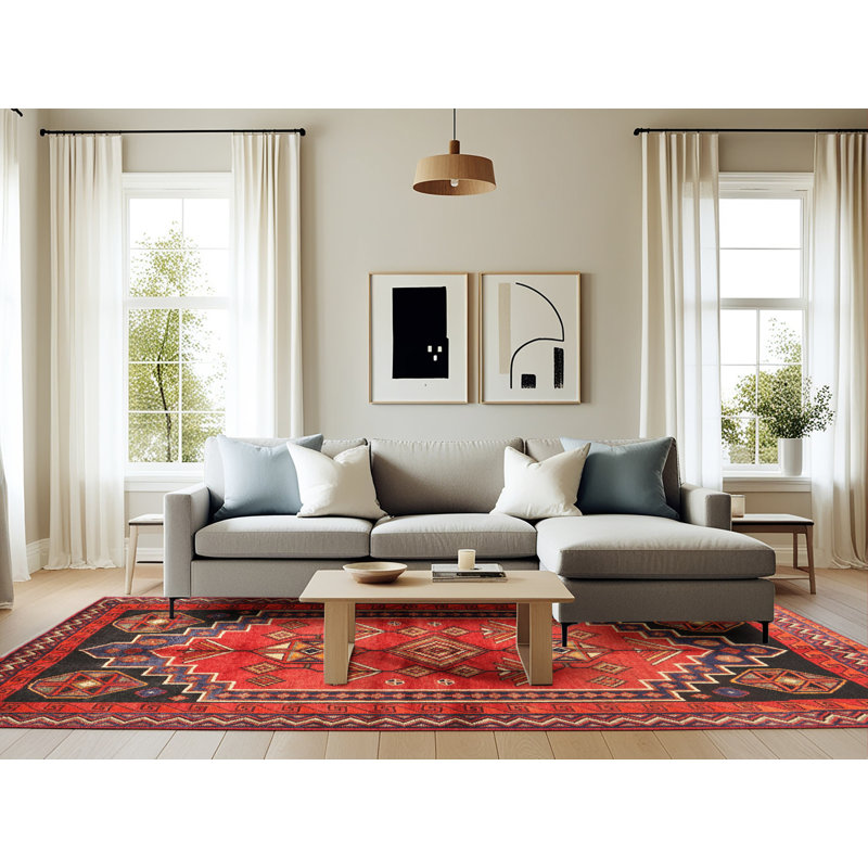Tapis rouge à motif sud-ouest, Rectangle 6 pi x 9 pi