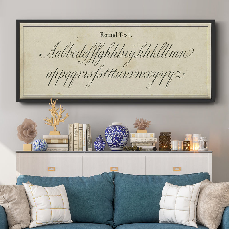Manuscript Sampler II- Framed Canvas, 20" H x 50" W