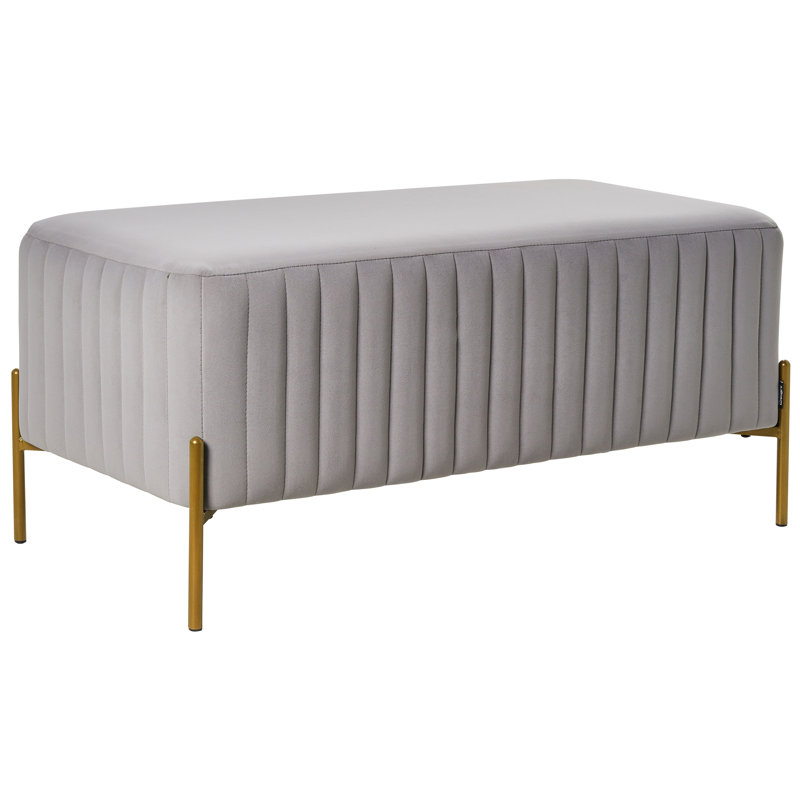 Benzant Velvet Upholstered Bench, Grey