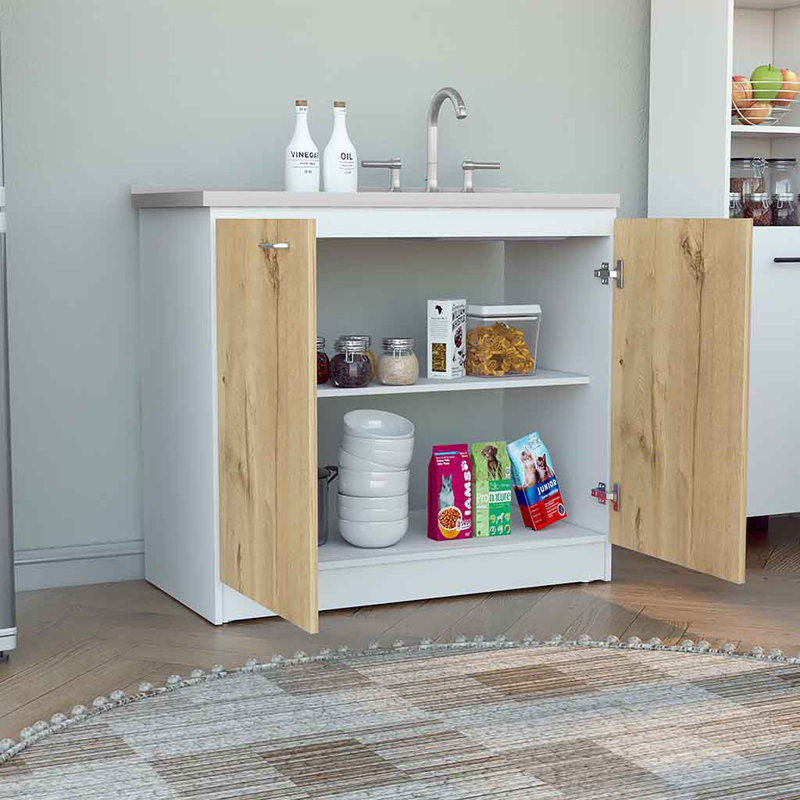 Armoire double porte de panneau de particules 1 pièce 39,3 po x 20,5 po x 35,4 po Cabinet