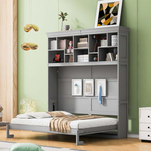 Queen Size Murphy Wall Bed with Top Shelves, USB Charging & Space-Saving Foldable Design