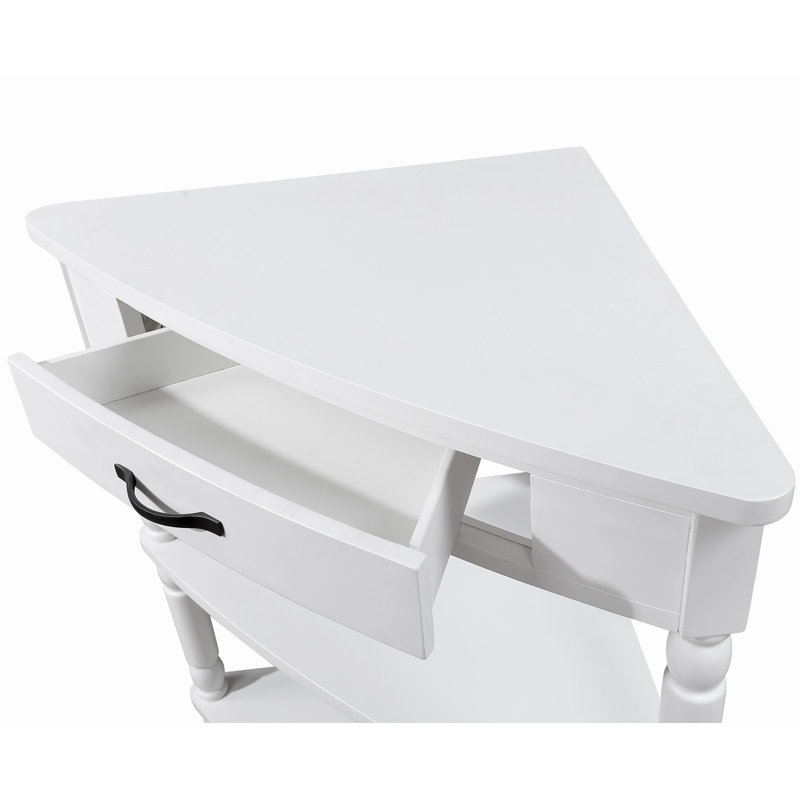 Table de coin avec tiroirs et tablettes Deshay, Blanc lait