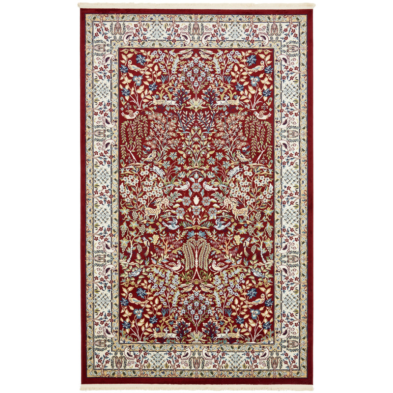 Tapis bleu Jackson Jackson, Burgundy, Rectangle 5 pi 3 po x 8 pi