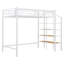 Lit mezzanine simple en métal avec grille supérieure et échelle de rangement à 4 couches, conception noire peu encombrante - lit surélevé blanc-725542606