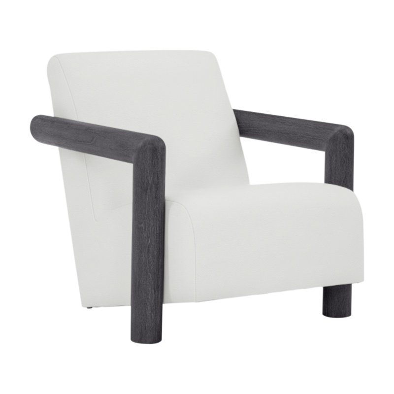 Mara Patio Chair with Cushions, White Vinyl 6503-000, Flint Gray
