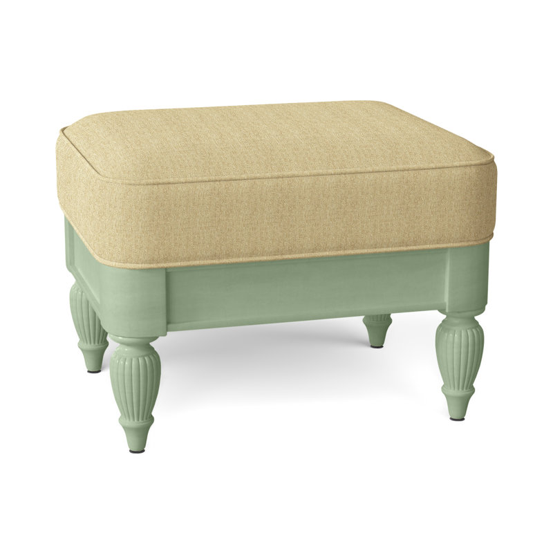 Grand View Ottoman, Light Blue and White Stripe; 0256-54, Bisque Finish