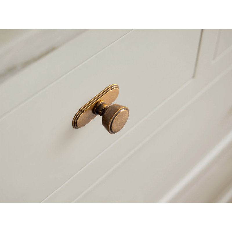 1.23" Diameter Mushroom Knob With Backplate(G014), Antique Brass