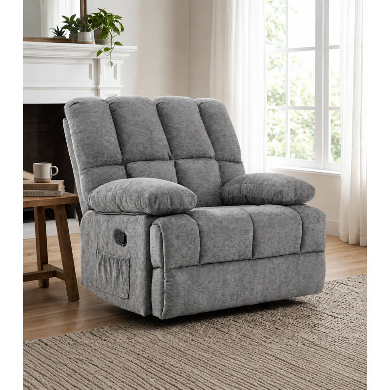 Fauteuil inclinable manuel oscillant Batholo, Grey Chenille