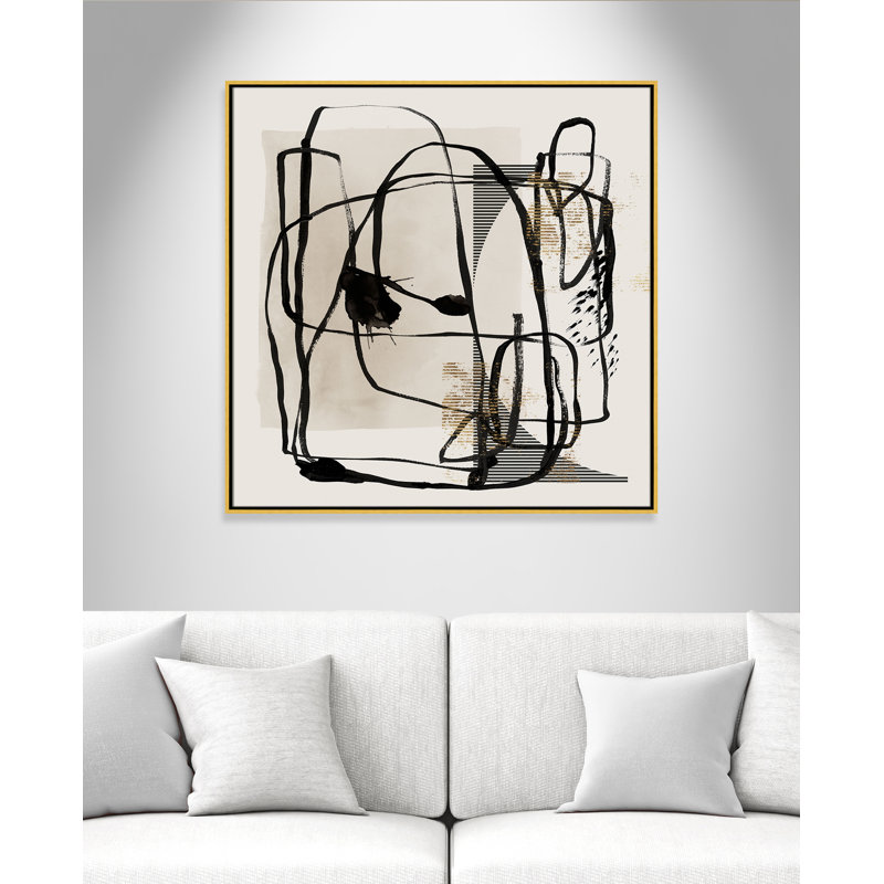 «Blot I» par Isabelle Z, L 37,5 po x H 37,5 po, Toile avec cadre, Flotteur doré