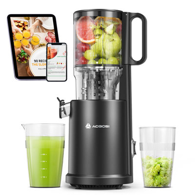 200w Cold Press Juicer With 135mm Large Feed Chute, 1.5l Capacity, Triple Filtration & Safety Lock — Black
