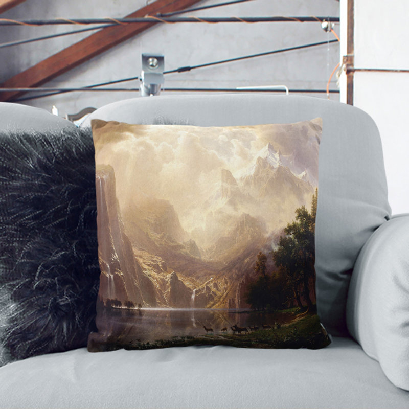 Among The Sierra Nevada Square Throw Cushion, 40cm H x 40cm W x 15cm D, Black