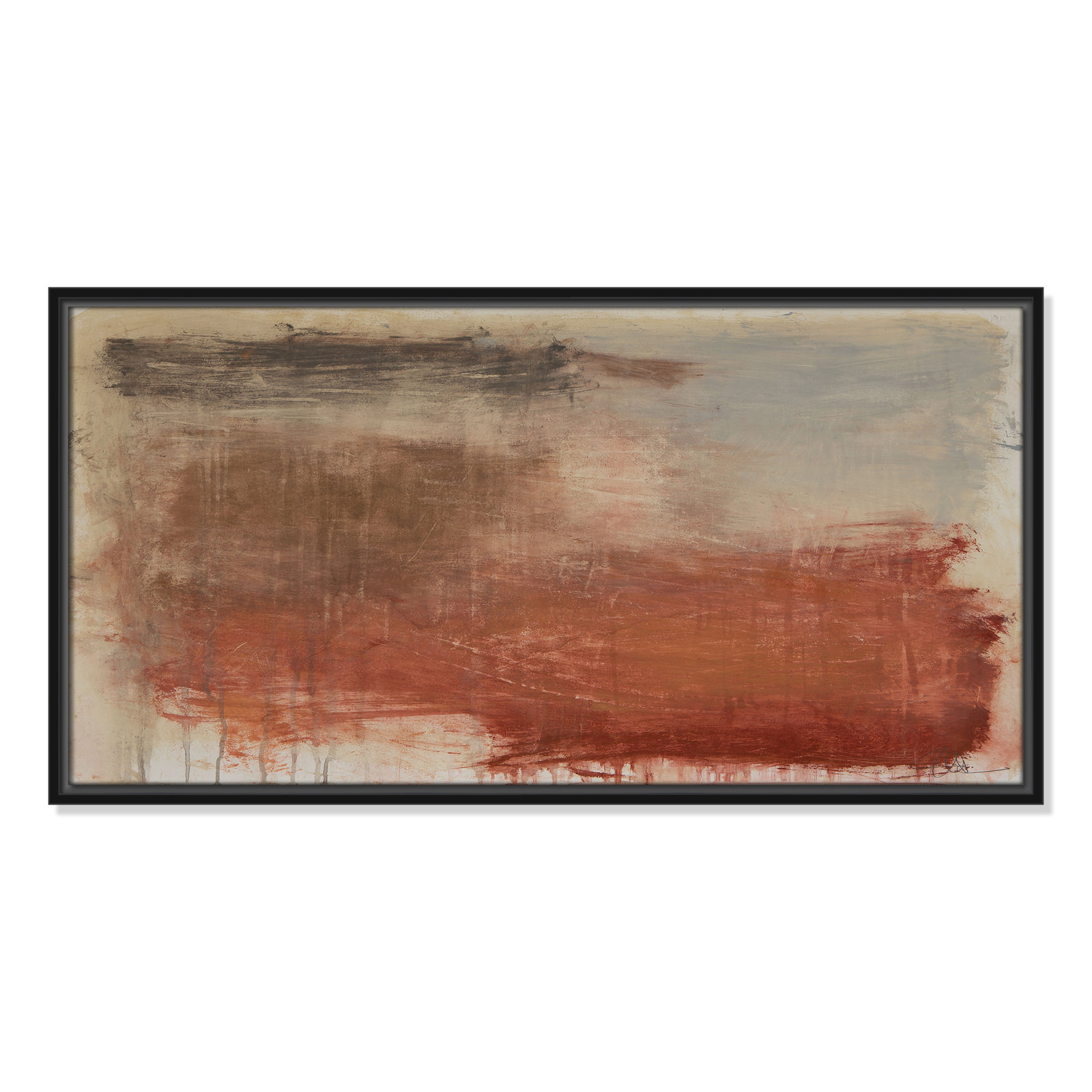 Autumn Over The Rivera Print by , 16.5" H x 31.5" W, Black