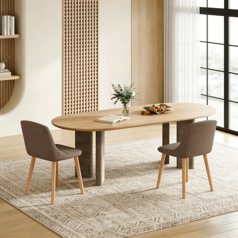 Velvet Dining Chairs With Wooden Legs Set Of 4, 2, Brown Linen/Natural