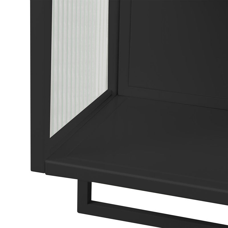 Larock Glass+Metal Wall-mounted Bathroom Cabinet,Wall Cabinet, Black