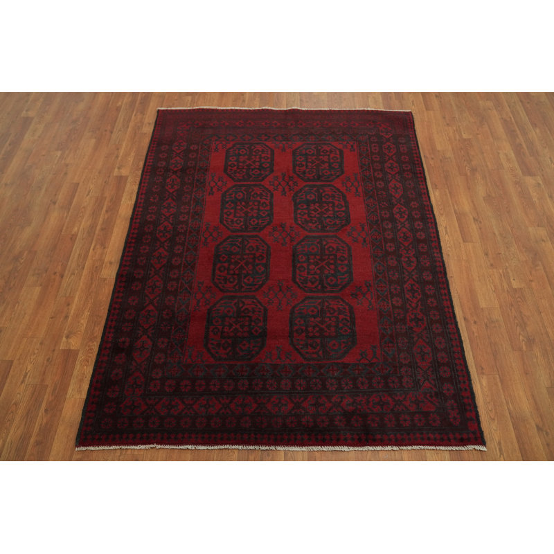 Tapis afghan tribal rouge oriental 5 x 6
