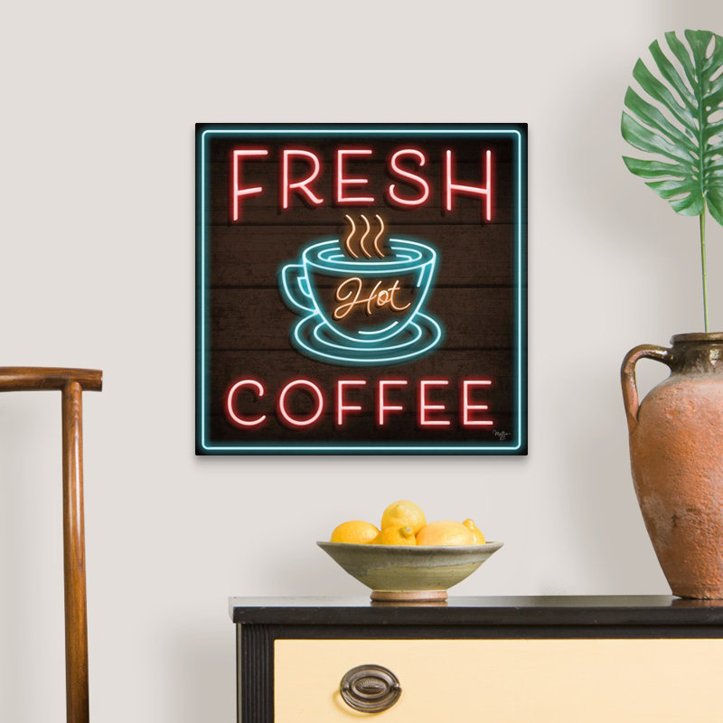 «Neon Fresh Coffee» par Mollie B., reproduction d'art sur toile tendue, Toile tendue, H 20 po x l 20 po x P 1,25 po