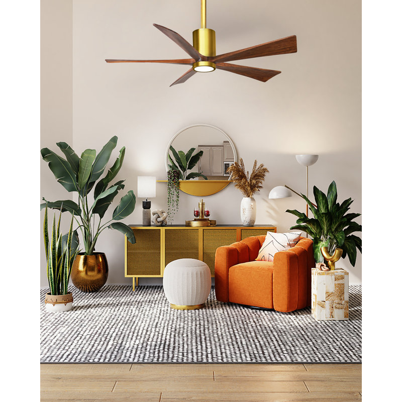 Patricia LED Downrod Ceiling Fan, Textured Bronze, Barn Wood Tone