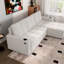 Canapé-lit convertible en tissu, canapé-lit modulaire escamotable avec charge USB et porte-gobelets, canapé-lit en forme de L avec rangement pour le salon (beige)-129047446