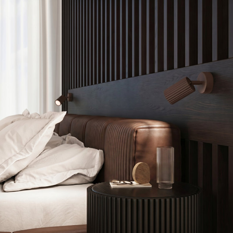 Karbon Aluminium Wall Sconce, Wall lamp KARBON brown with a switch, Brown, 1 Light